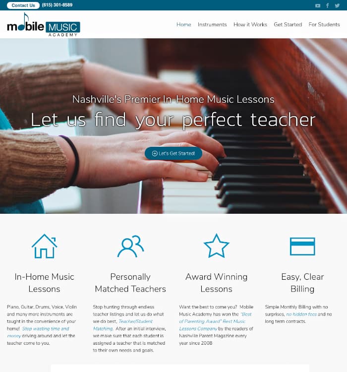 Mobile Music Academy Website